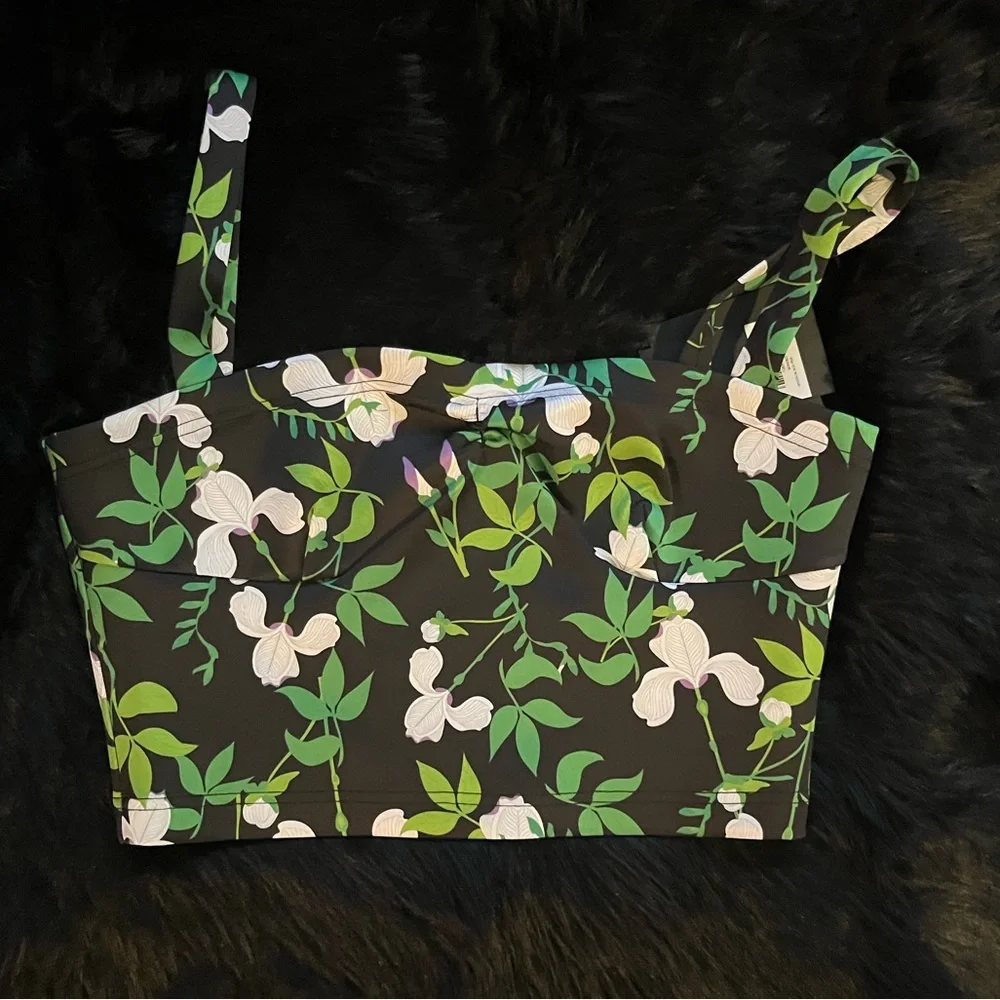 Cynthia Rowley Devi Bonded Tank - Green/White Floral - Picture 6 of 7